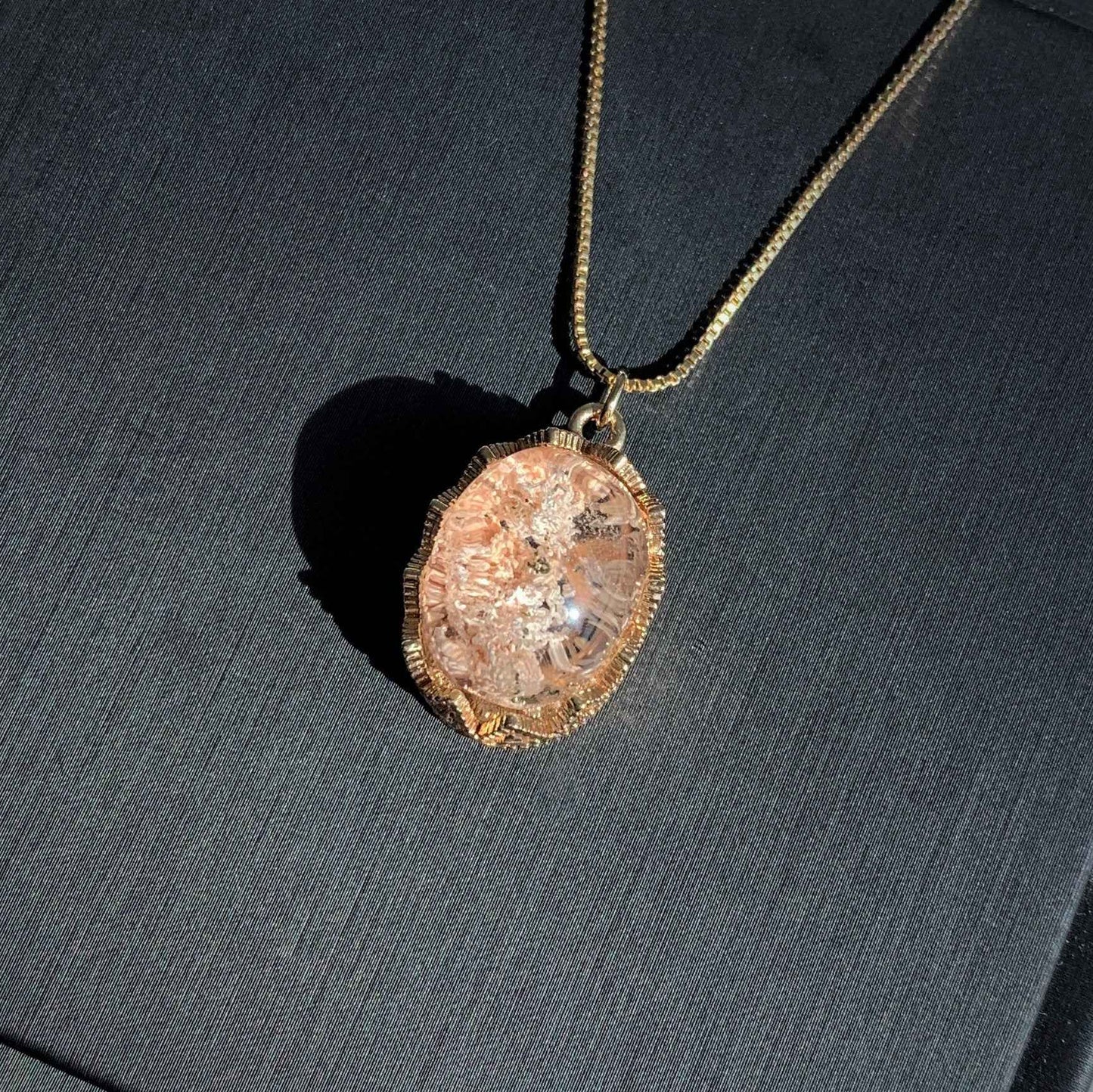 White Garden Quartz 14k Gold Pendant Necklace