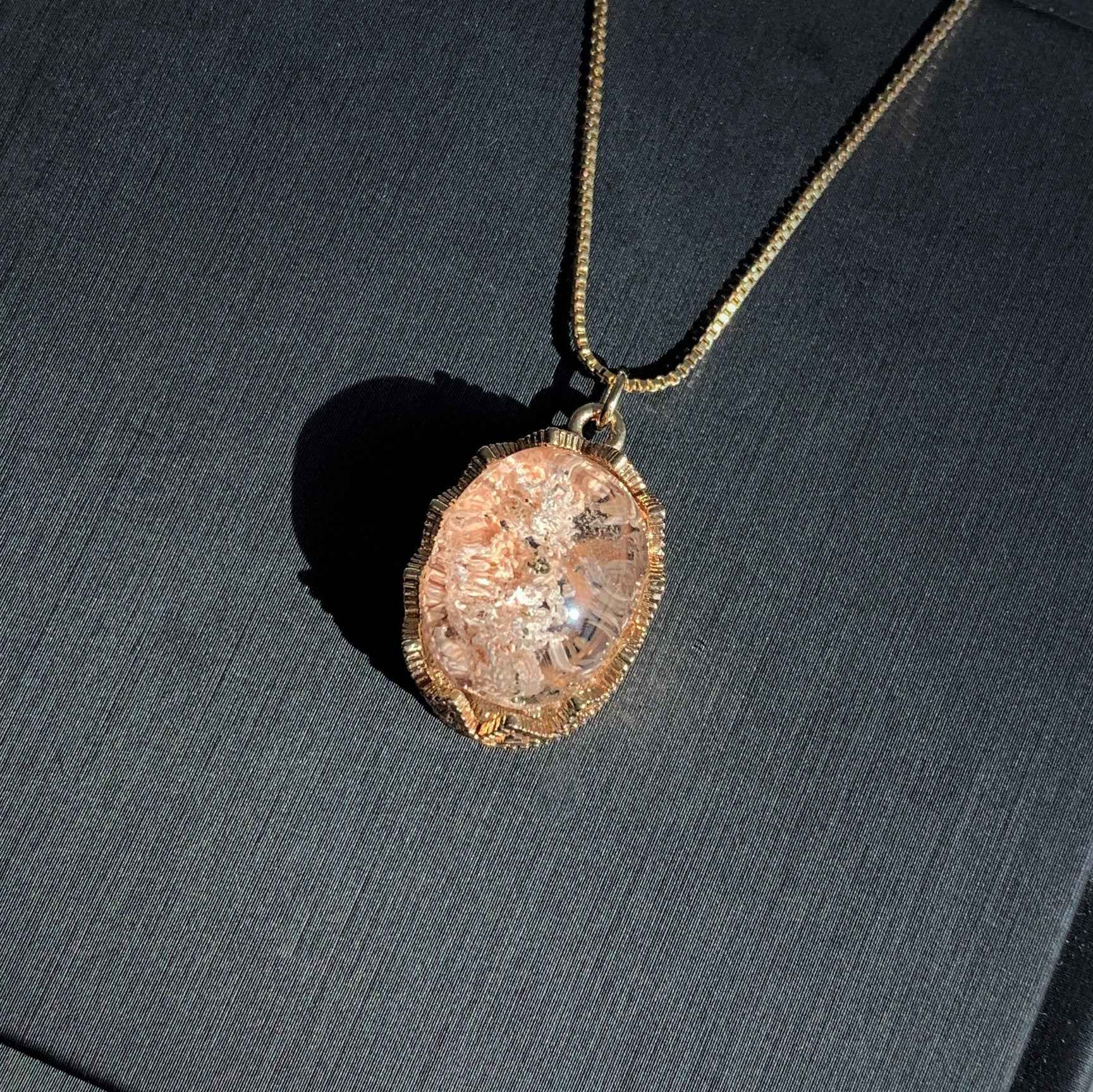 White Garden Quartz 14k Gold Pendant Necklace