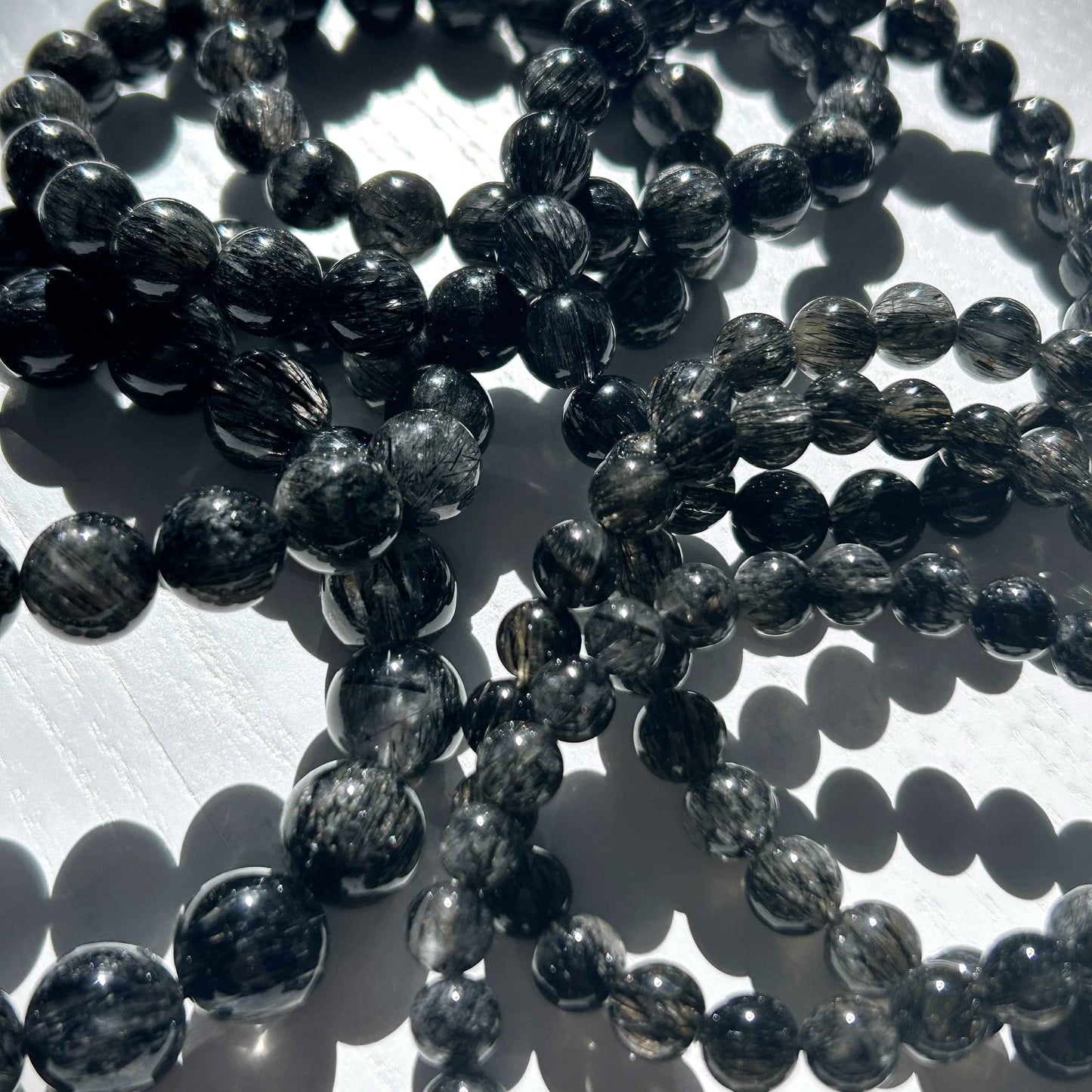 Black Rutilated Quartz Bracelet in 6 to 11MM