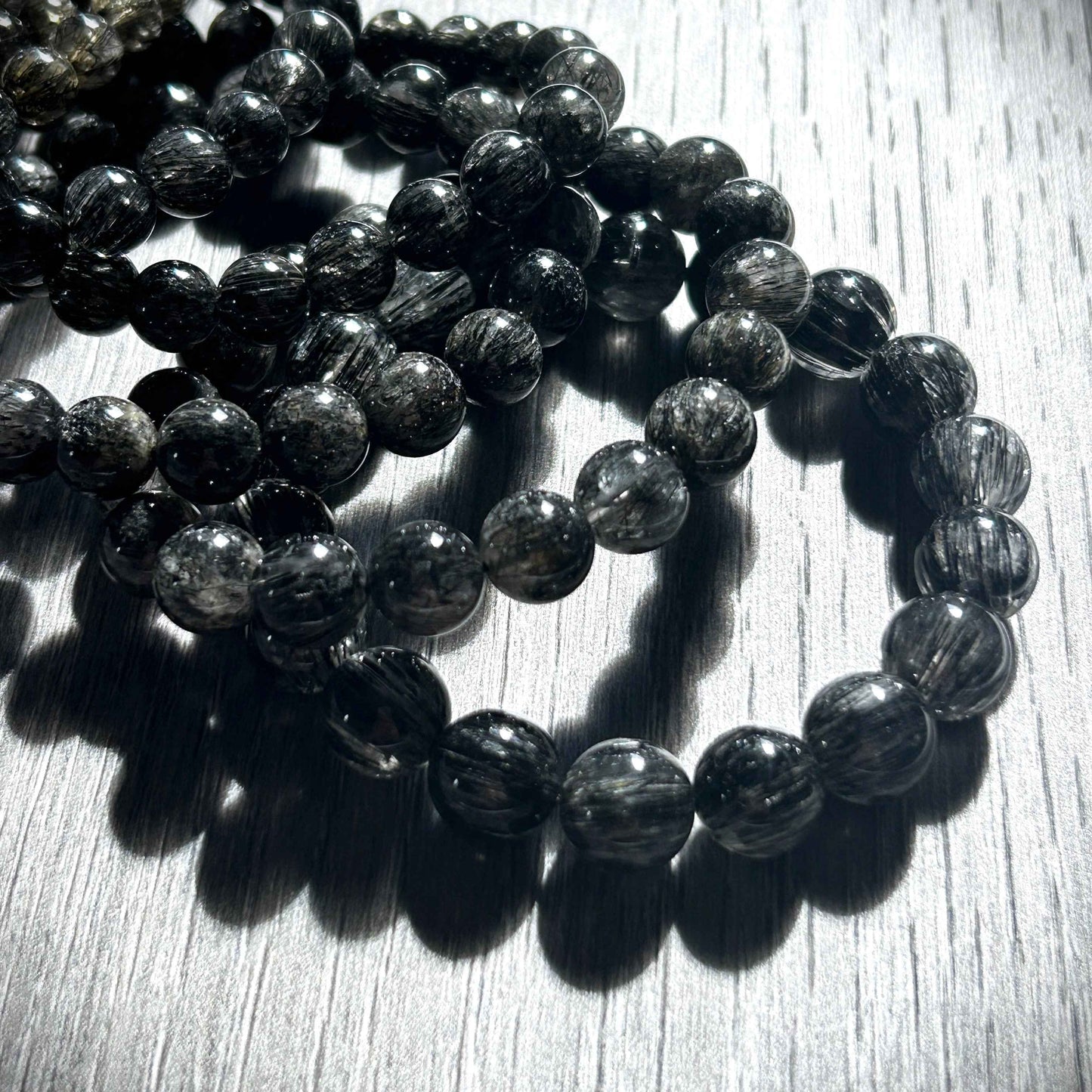 Black Rutilated Quartz Bracelet in 6 to 11MM