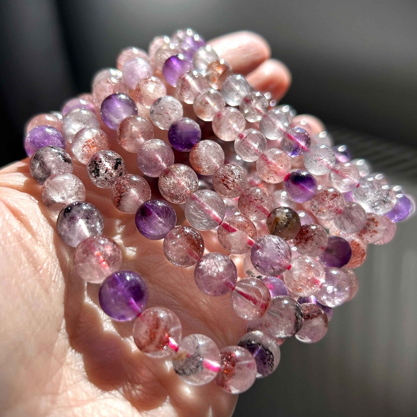 Natural Super 7 Bracelet in 6 to 8MM