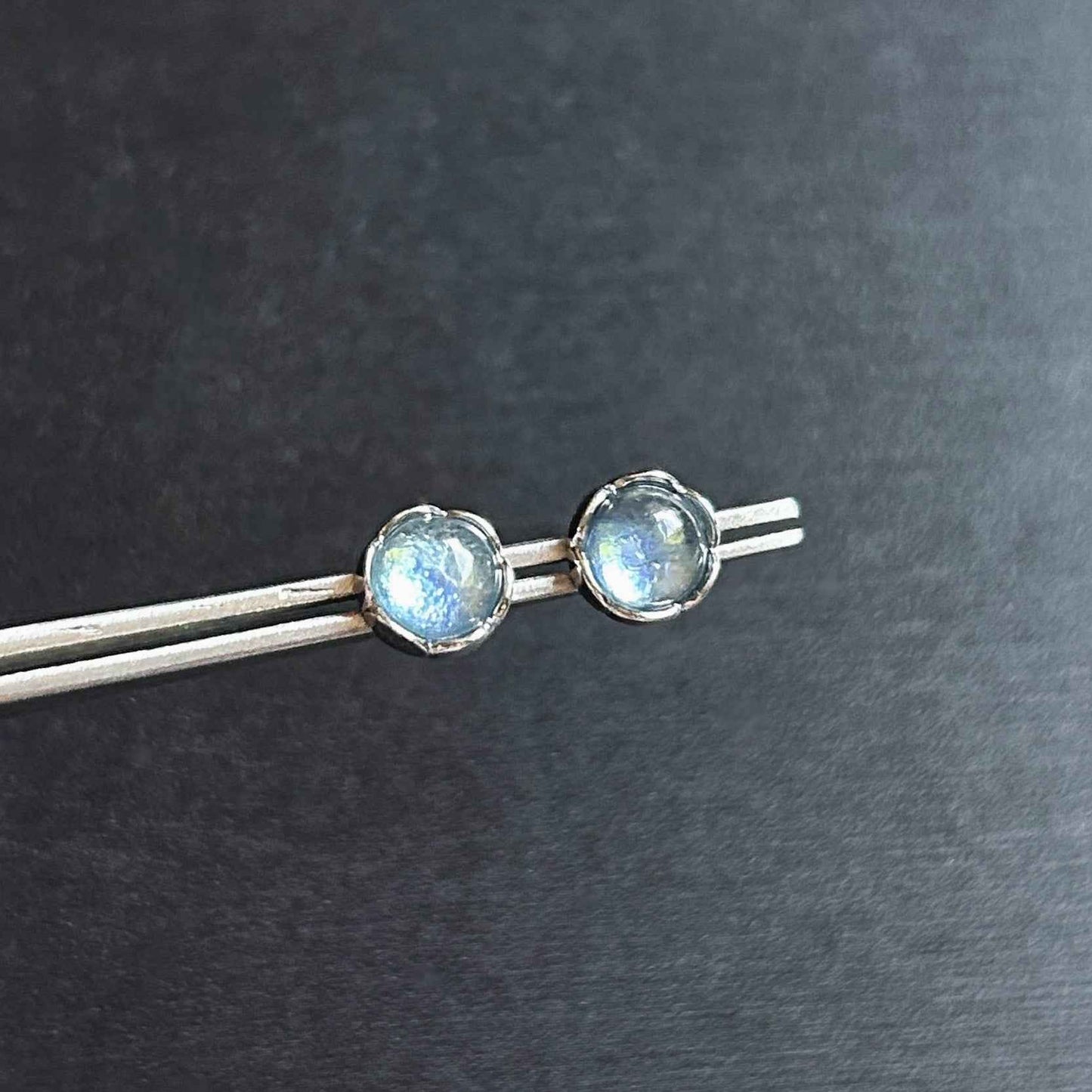 High Quality Aquamarine Silver Stud Earrings