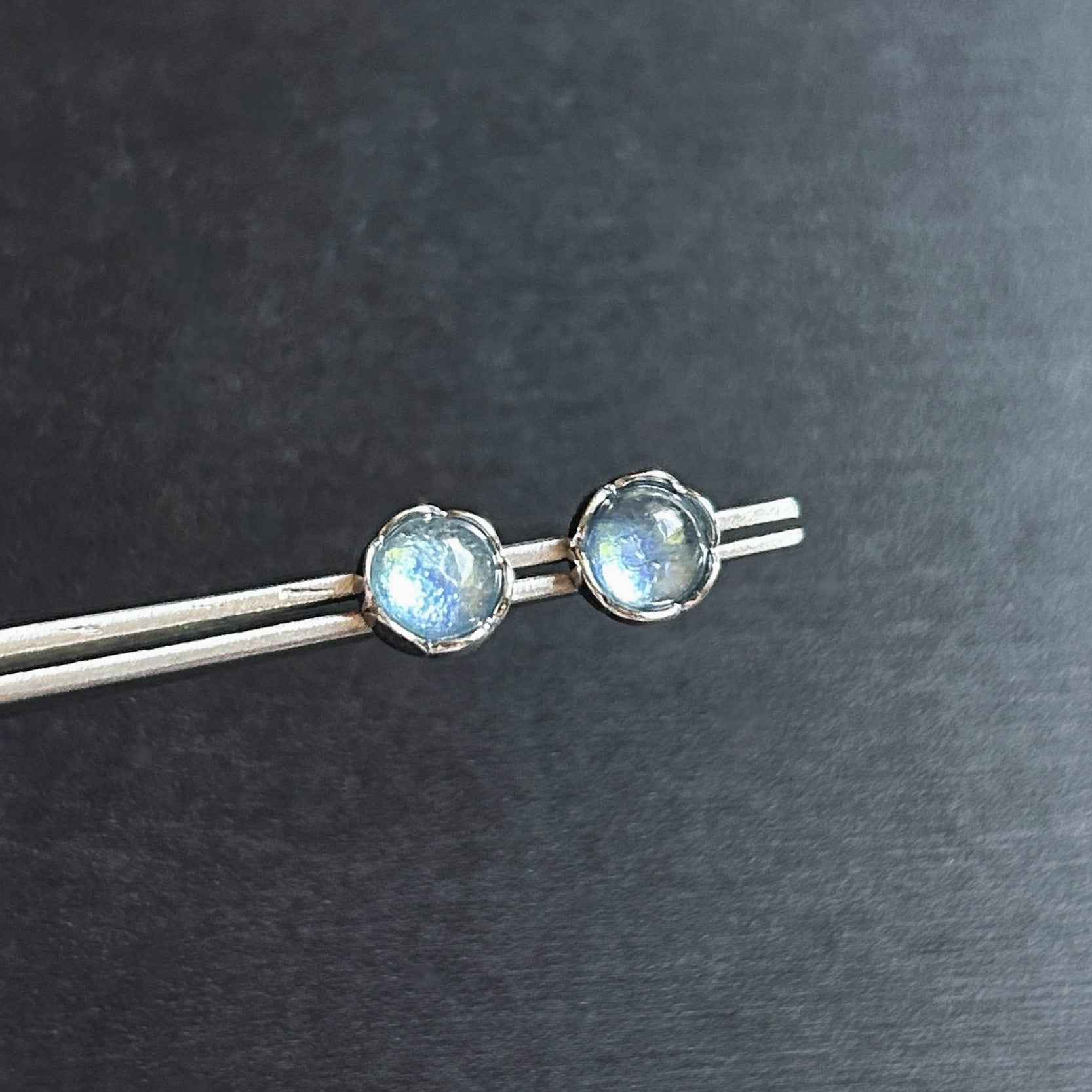 High Quality Aquamarine Silver Stud Earrings