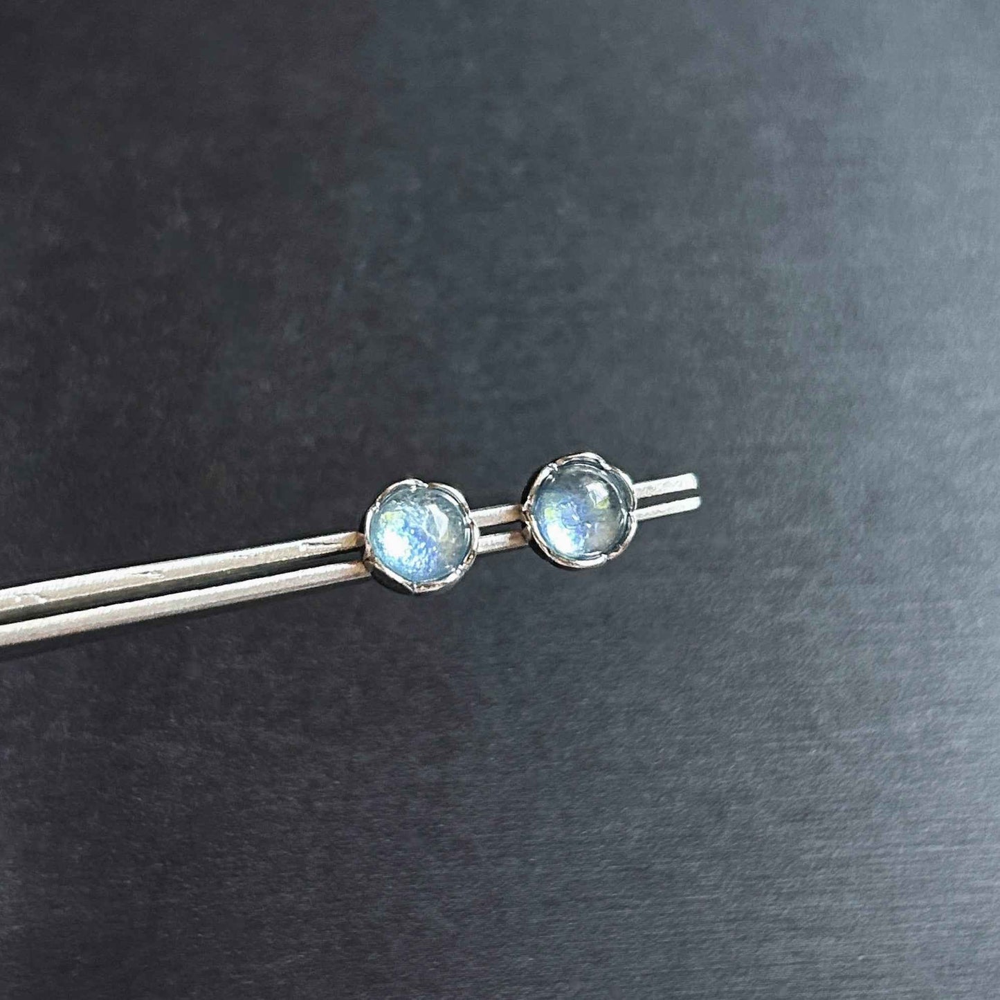 High Quality Aquamarine Silver Stud Earrings