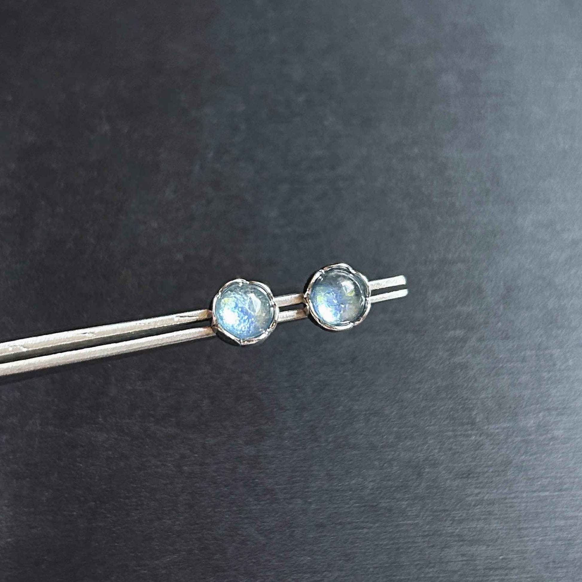 High Quality Aquamarine Silver Stud Earrings