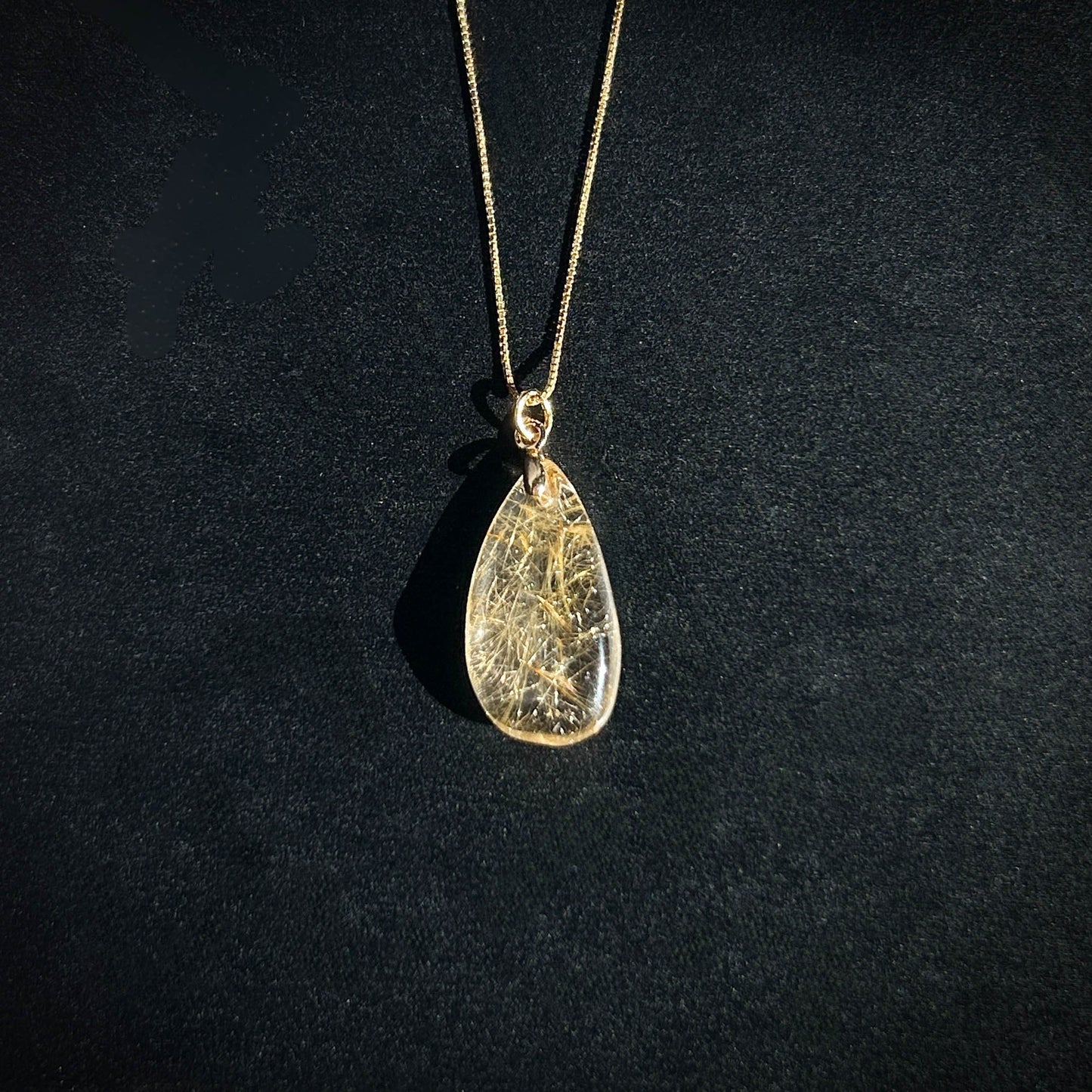 High Quality Golden Rutilated Quartz 14k Gold Pendant