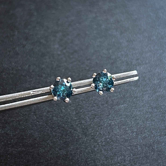 Topaz in London Blue Stud Silver Earrings
