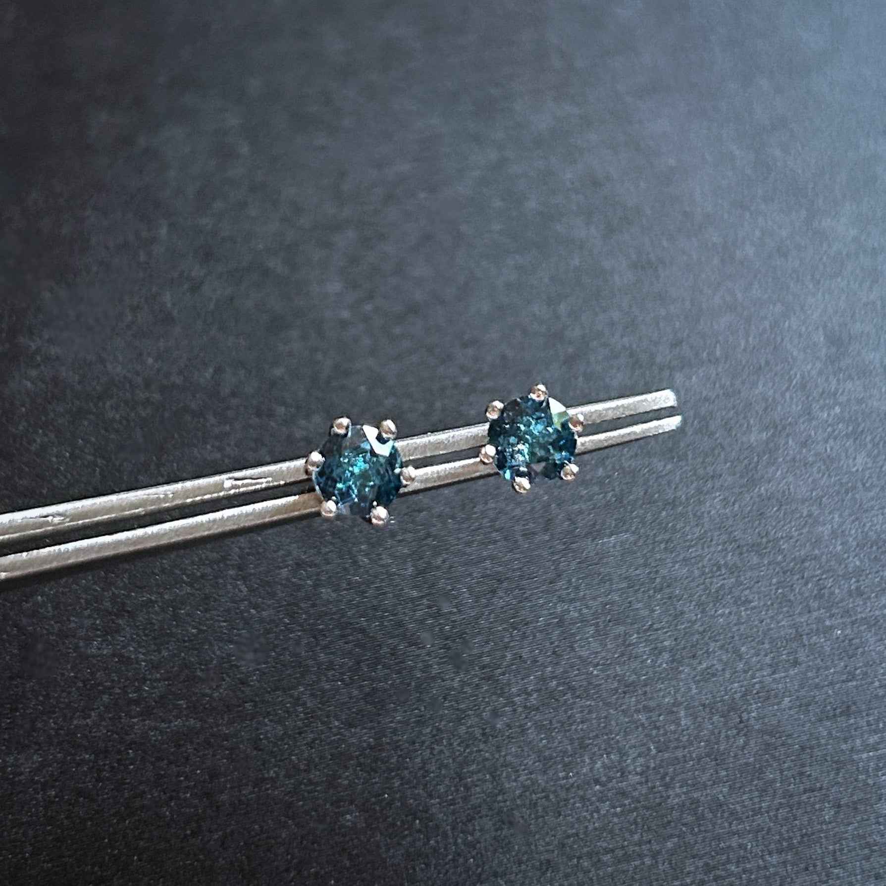 Topaz in London Blue Stud Silver Earrings