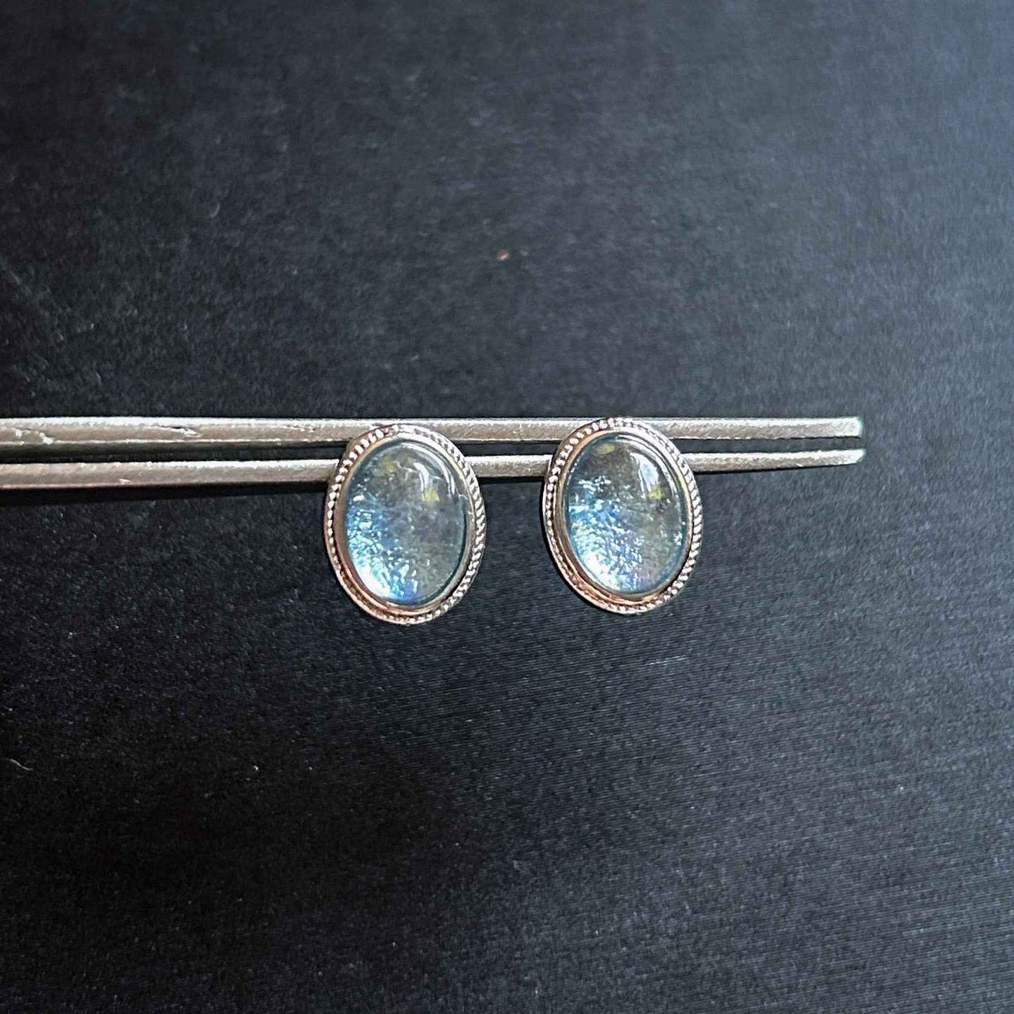 High Quality Aquamarine Silver Stud Earrings