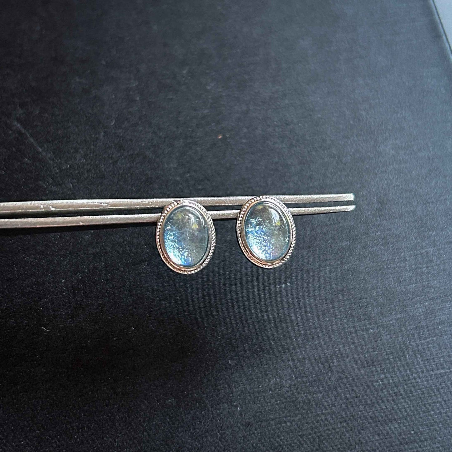 High Quality Aquamarine Silver Stud Earrings
