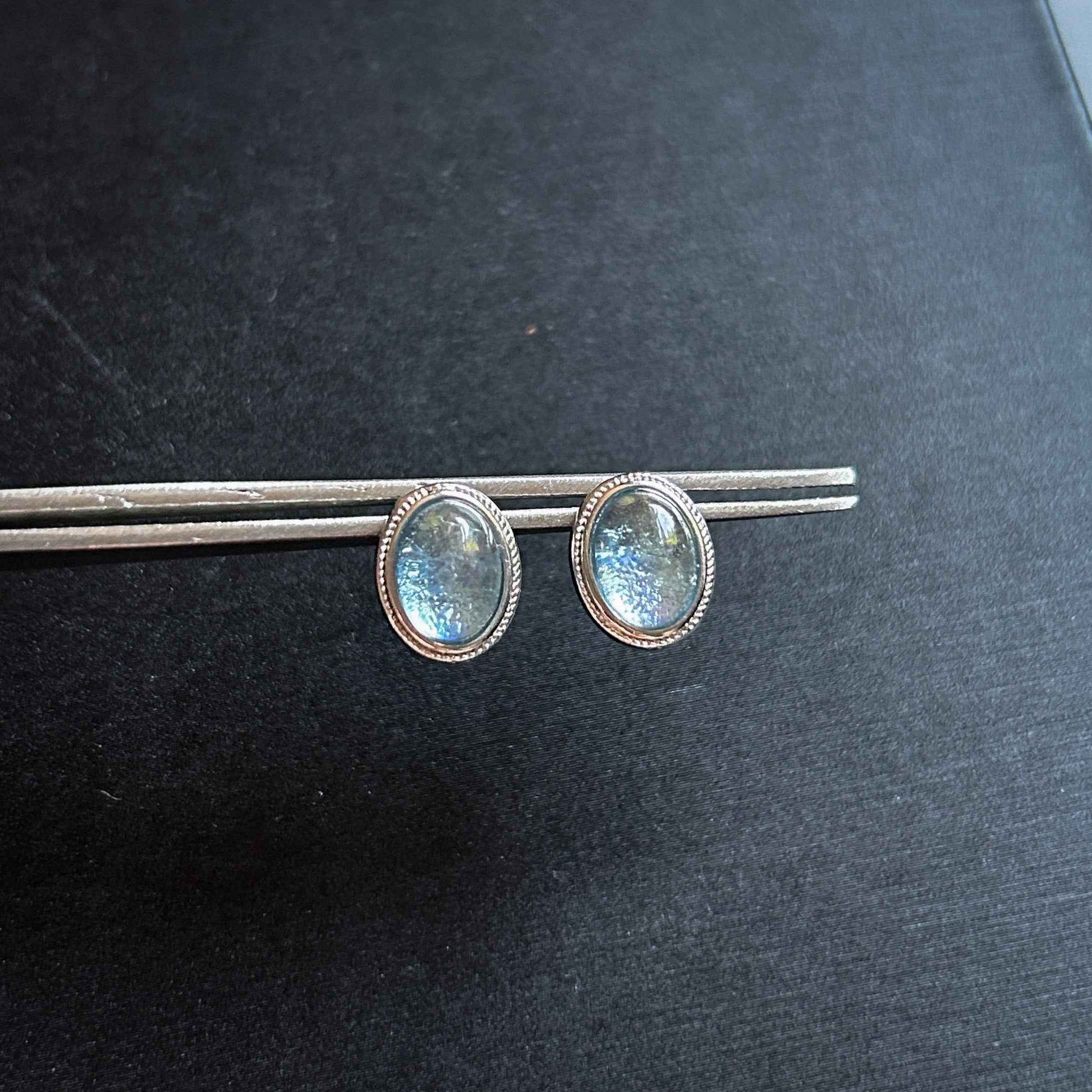 High Quality Aquamarine Silver Stud Earrings
