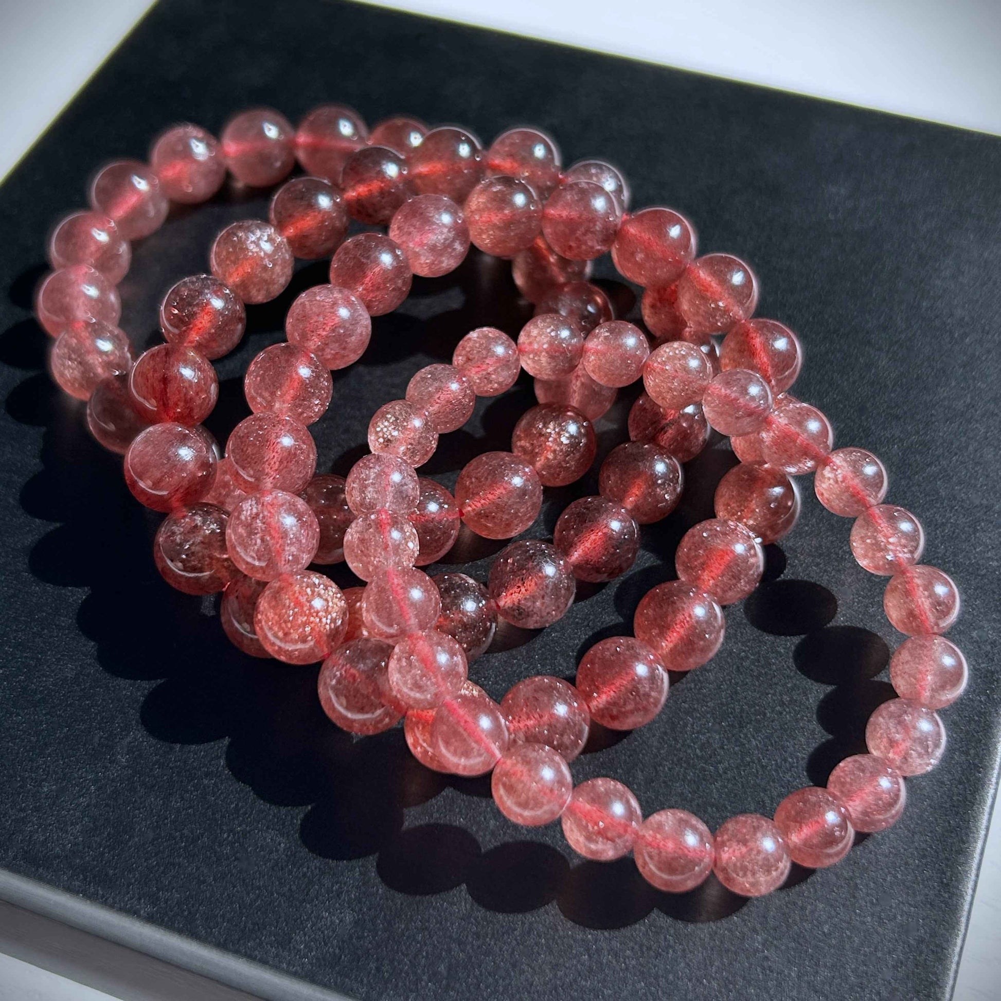 High Quality Starry Strawberry Quartz Bracelet in 8 to 11MM