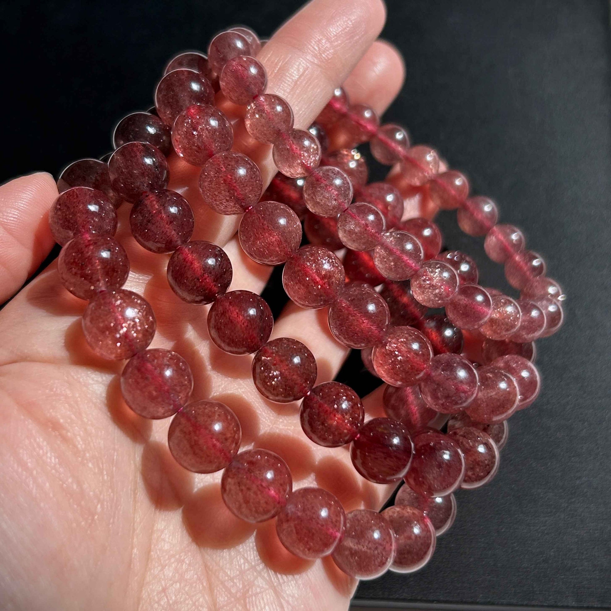 High Quality Starry Strawberry Quartz Bracelet in 8 to 11MM