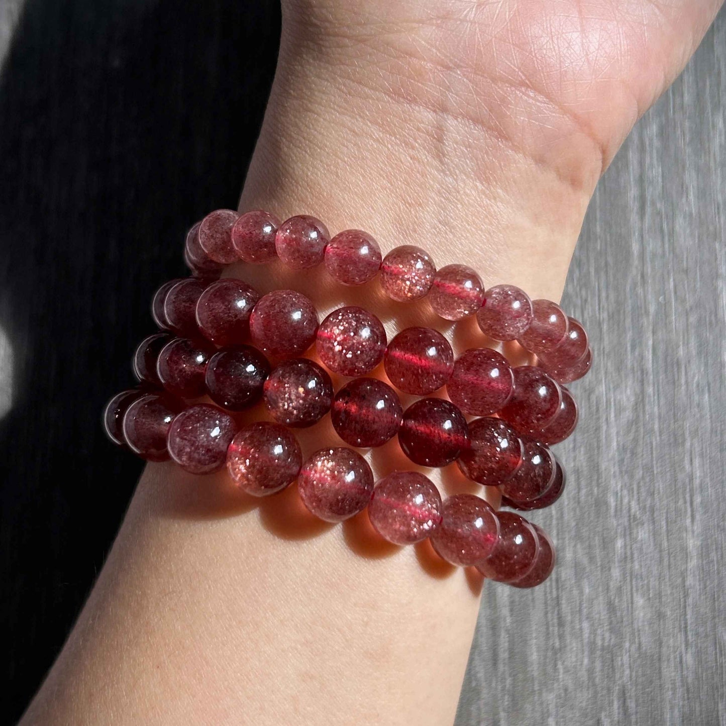 High Quality Starry Strawberry Quartz Bracelet in 8 to 11MM