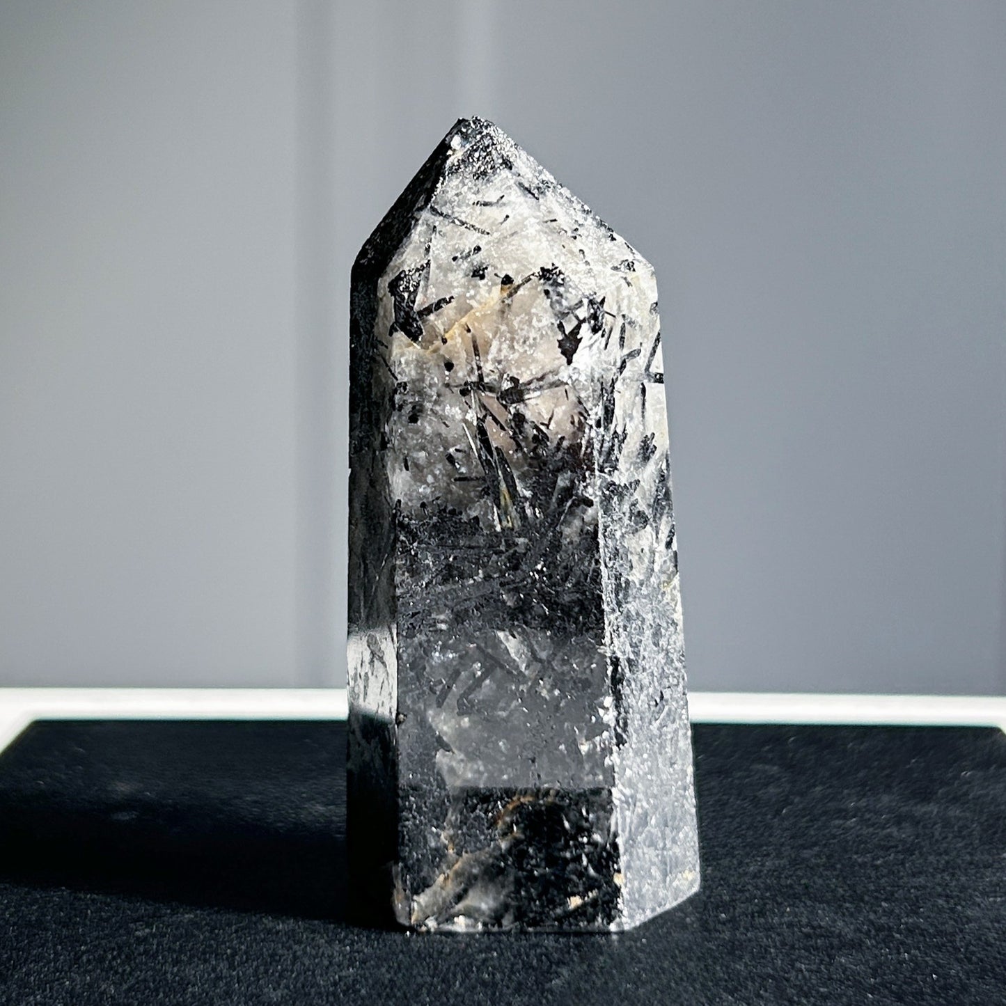 Rare Black Rutilated Quartz Points Standing Stone