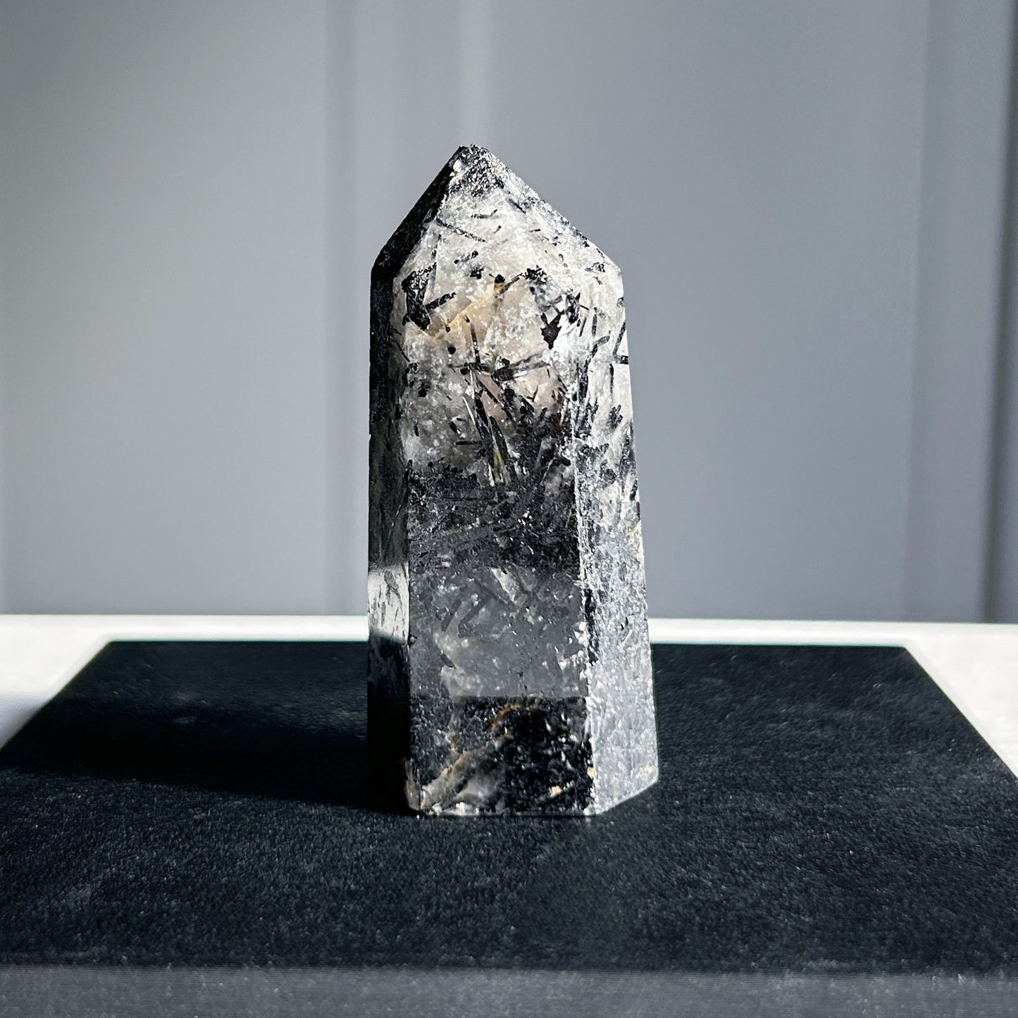 Rare Black Rutilated Quartz Points Standing Stone