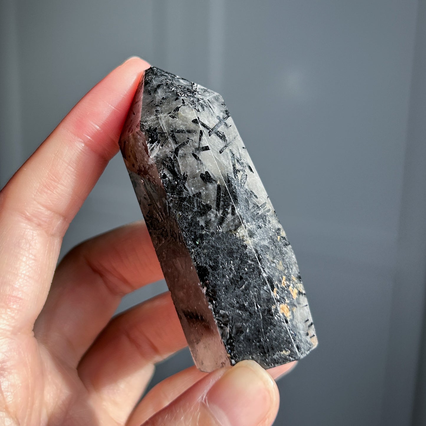 Rare Black Rutilated Quartz Points Standing Stone