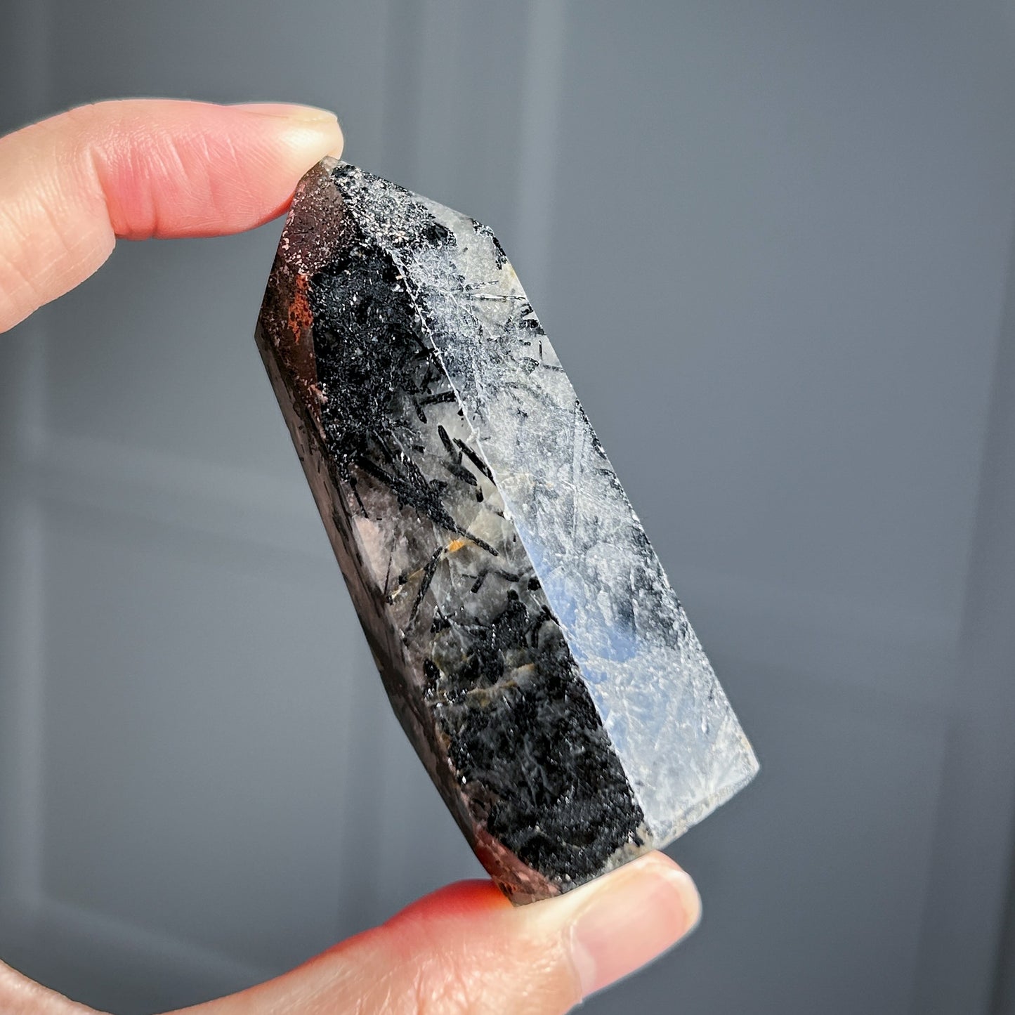 Rare Black Rutilated Quartz Points Standing Stone