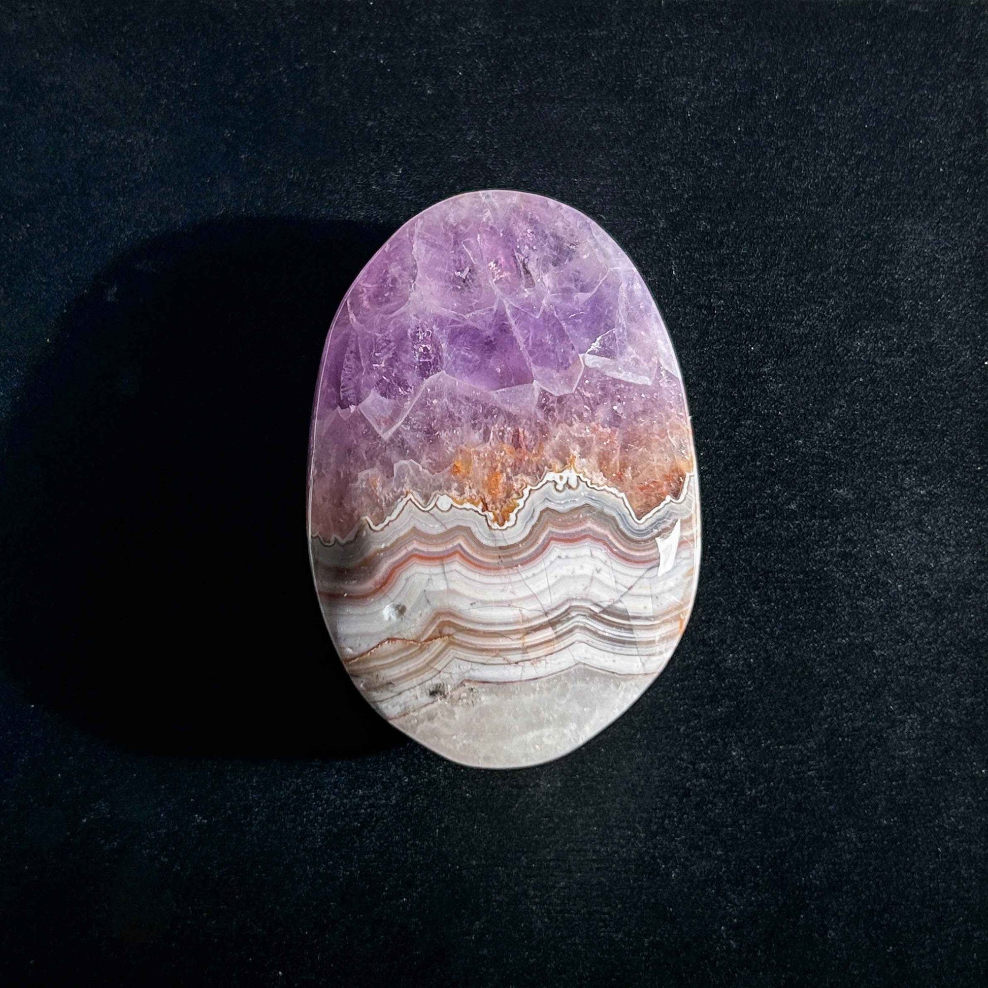 Natural Amethyst Lace Agate Palm Stone Pocket Stone