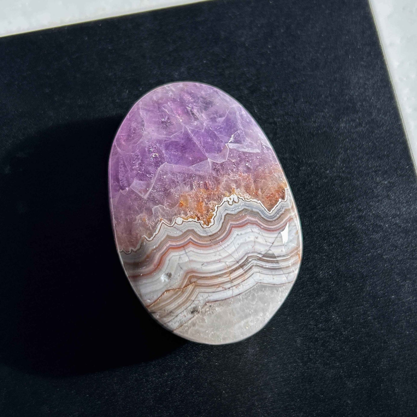 Natural Amethyst Lace Agate Palm Stone Pocket Stone
