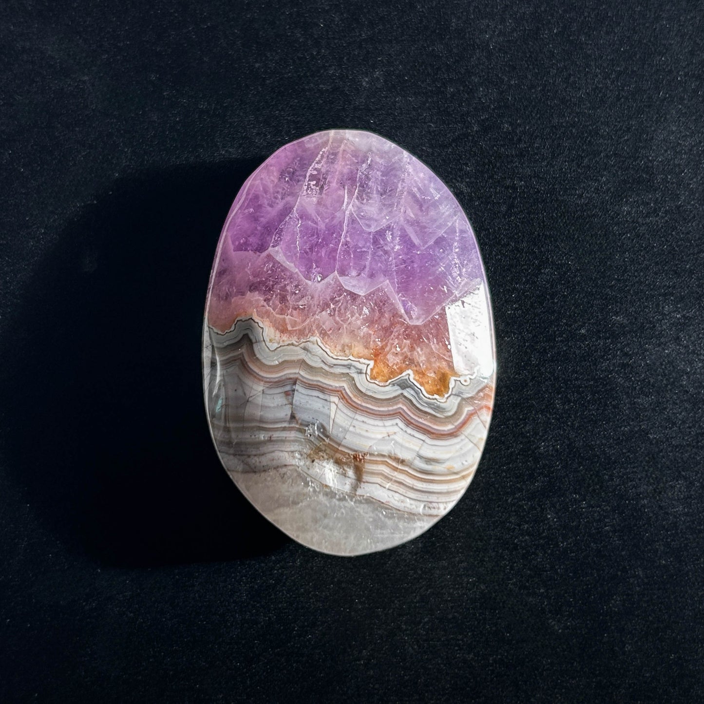 Natural Amethyst Lace Agate Palm Stone Pocket Stone