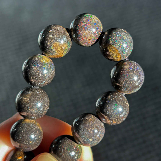 Rare Sparkling Australian Black Opal Bracelet 8 & 11mm