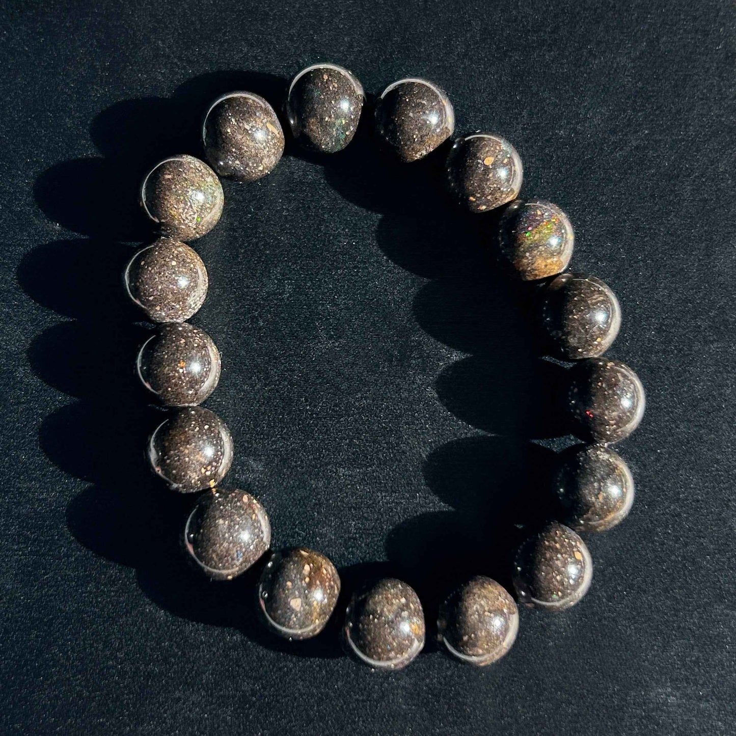 Rare Sparkling Australian Black Opal Bracelet 8 & 11mm