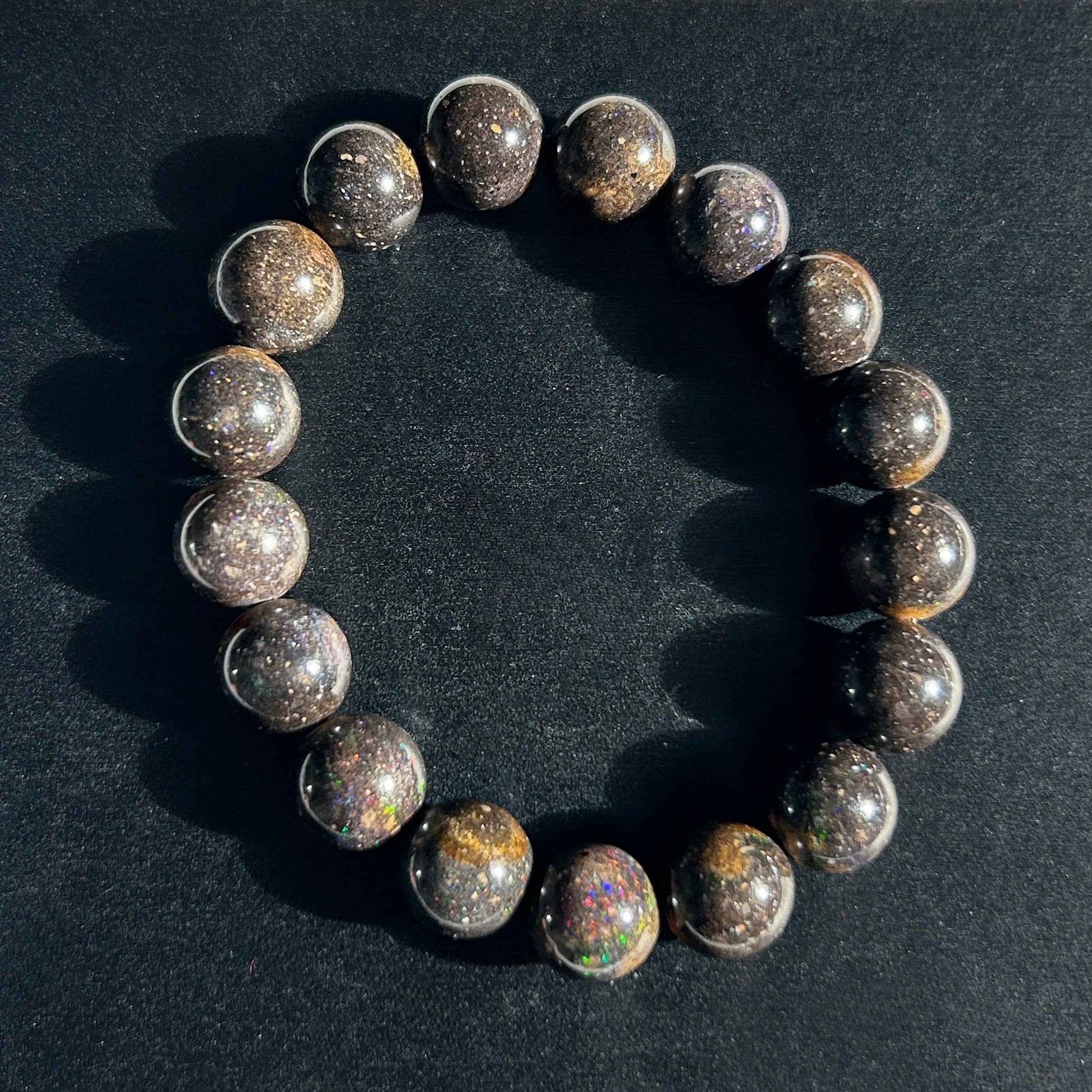 Rare Sparkling Australian Black Opal Bracelet 8 & 11mm