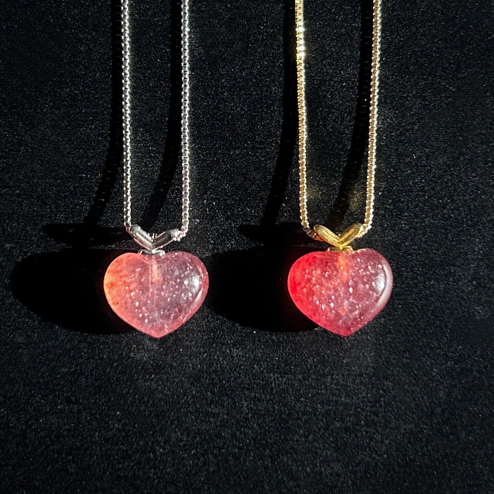 High Quality Starry Strawberry Quartz Silver 14k Gold Small Pendant (chain included) - Crystal Moment