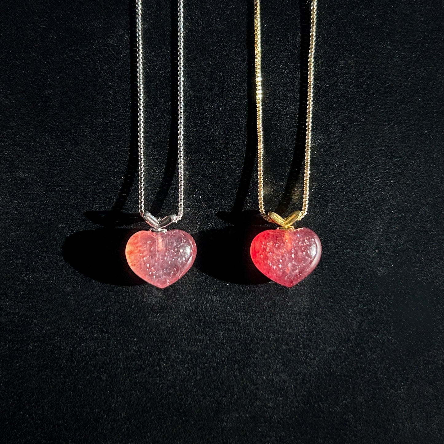 High Quality Starry Strawberry Quartz Silver 14k Gold Small Pendant (chain included) - Crystal Moment