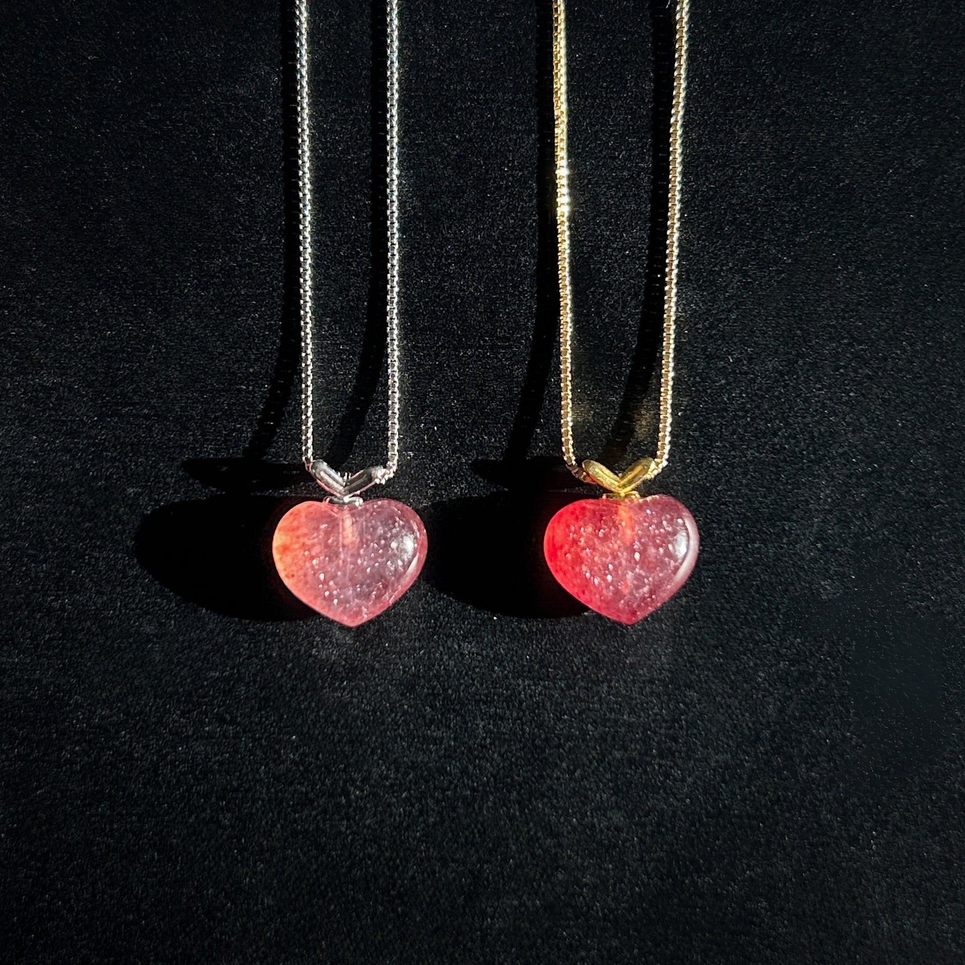 High Quality Starry Strawberry Quartz Silver 14k Gold Small Pendant (chain included) - Crystal Moment