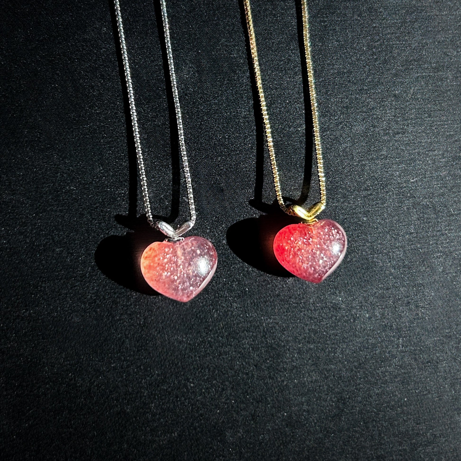 High Quality Starry Strawberry Quartz Silver 14k Gold Small Pendant (chain included) - Crystal Moment