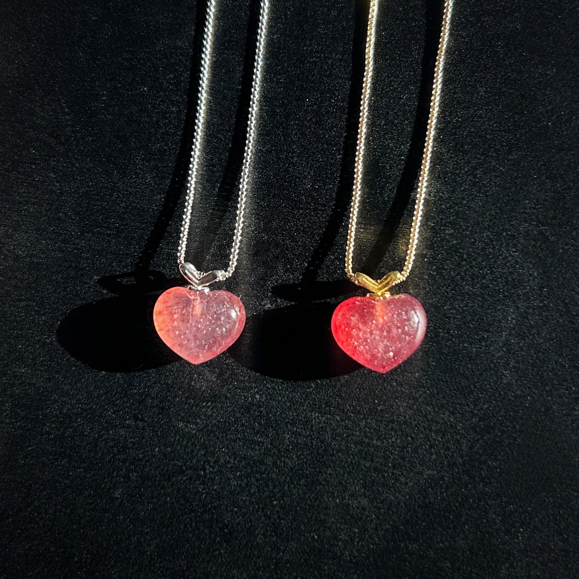 High Quality Starry Strawberry Quartz Silver 14k Gold Small Pendant (chain included) - Crystal Moment