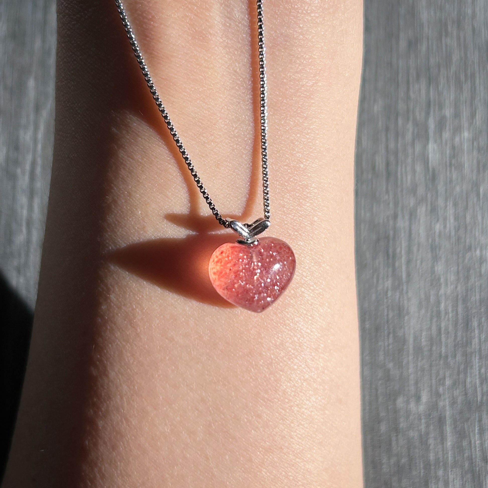 High Quality Starry Strawberry Quartz Silver 14k Gold Small Pendant (chain included) - Crystal Moment