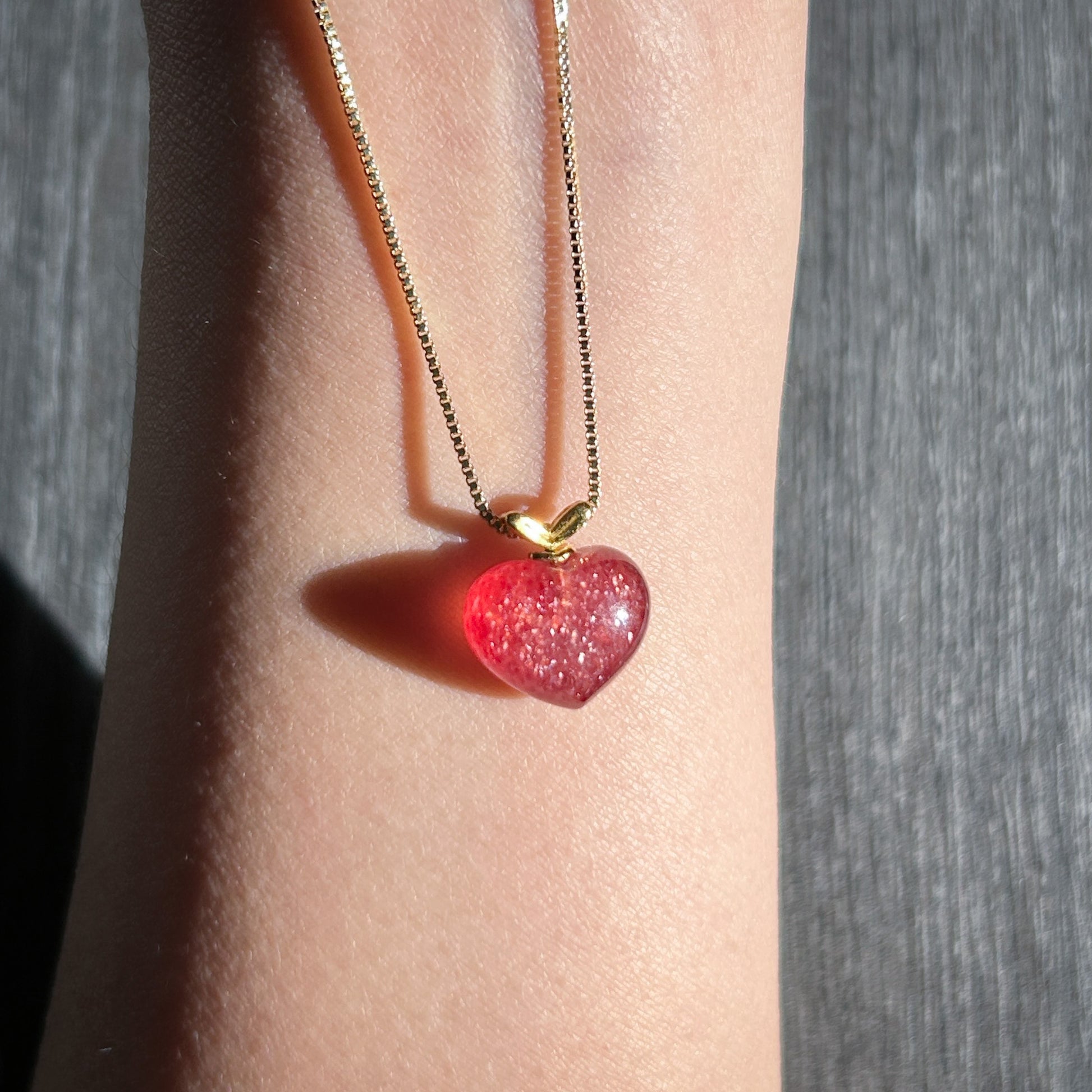 High Quality Starry Strawberry Quartz Silver 14k Gold Small Pendant (chain included) - Crystal Moment