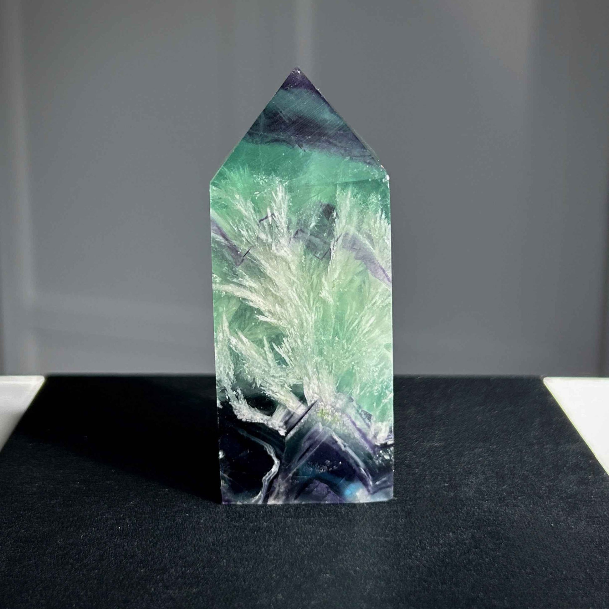 Rare Natural Feather Fluorite Points Standing Stone