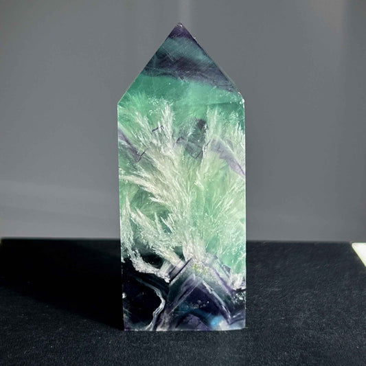 Rare Natural Feather Fluorite Points Standing Stone