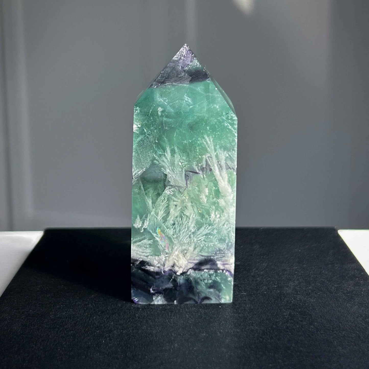 Rare Natural Feather Fluorite Points Standing Stone
