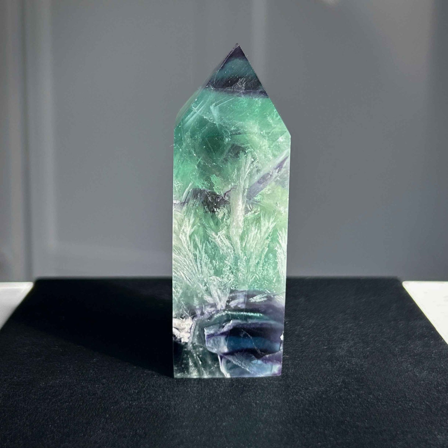 Rare Natural Feather Fluorite Points Standing Stone