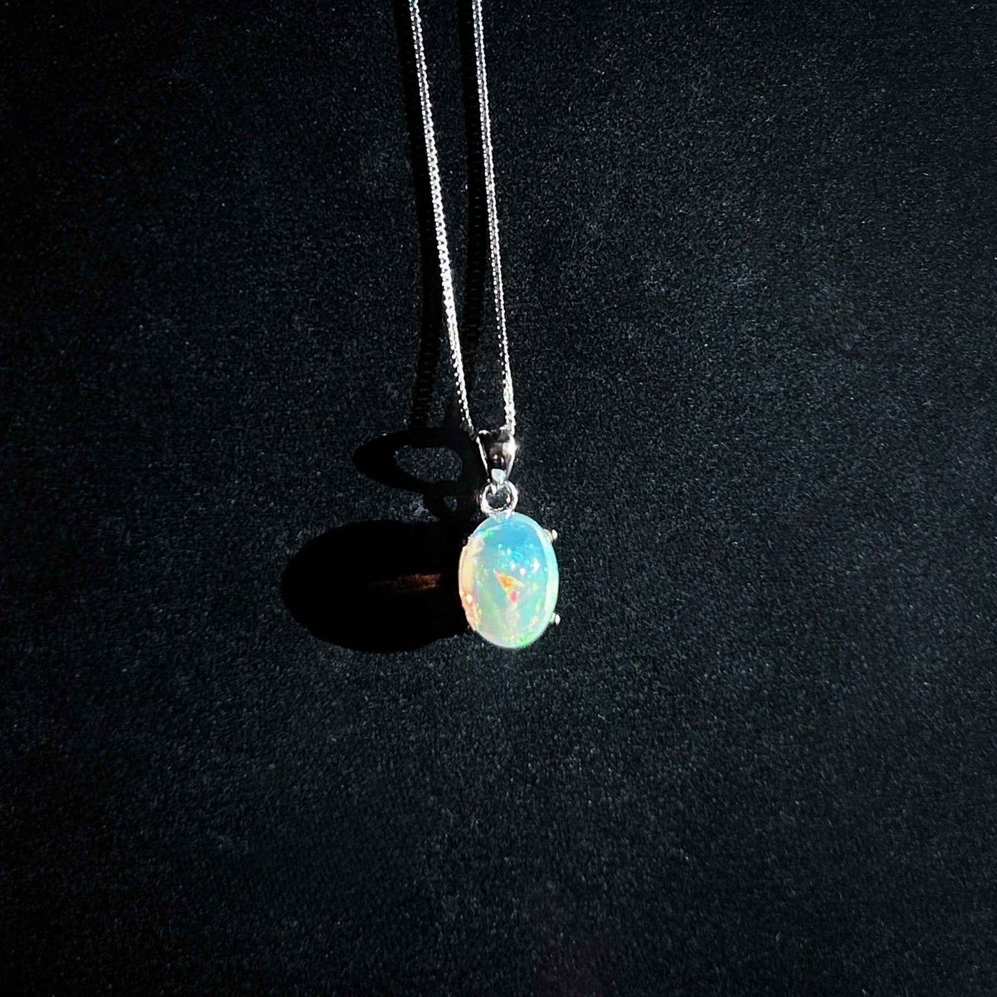 Rare Natural Rainbow Opal 925 Sterling Silver Pendant (chain excluded)