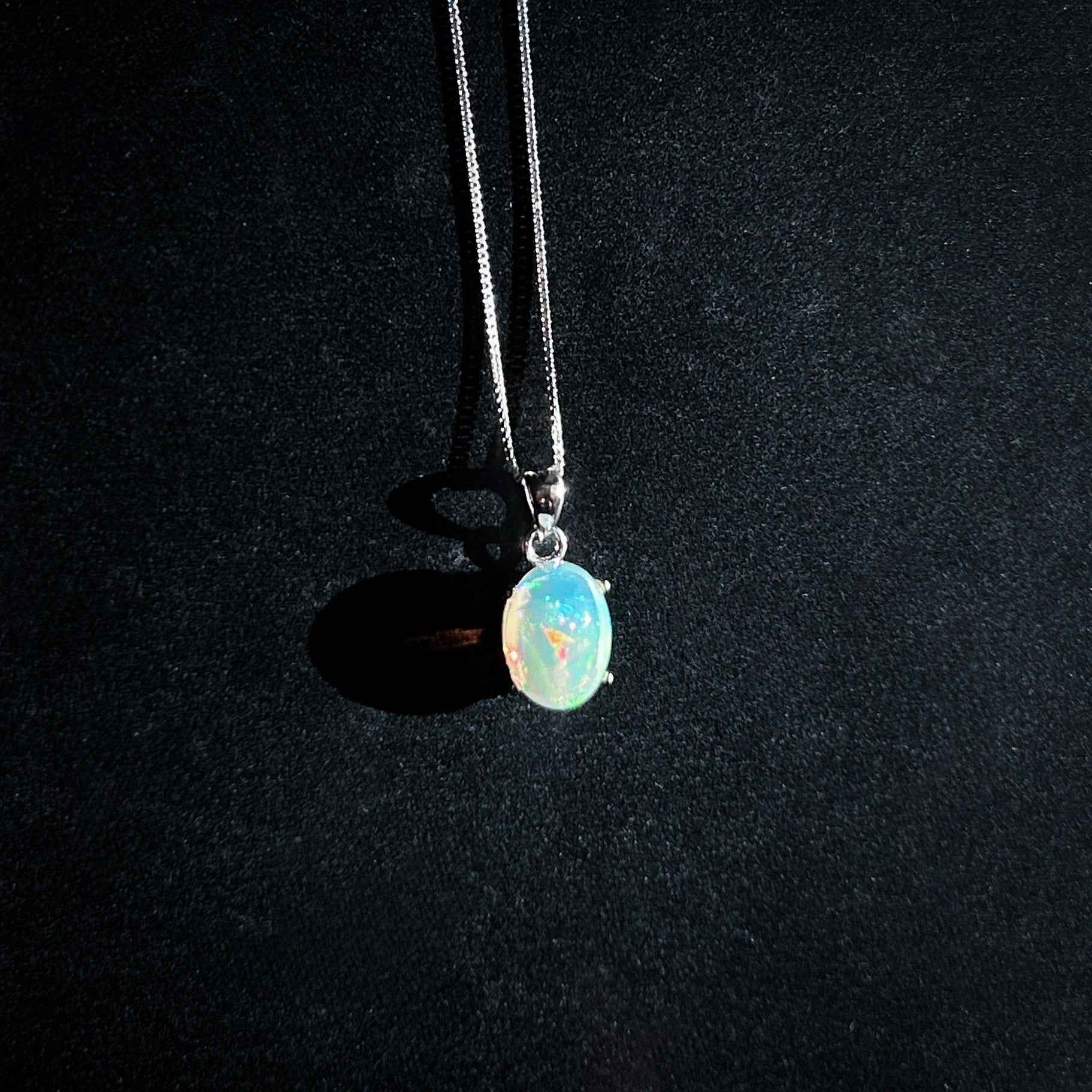 Rare Natural Rainbow Opal 925 Sterling Silver Pendant (chain excluded)