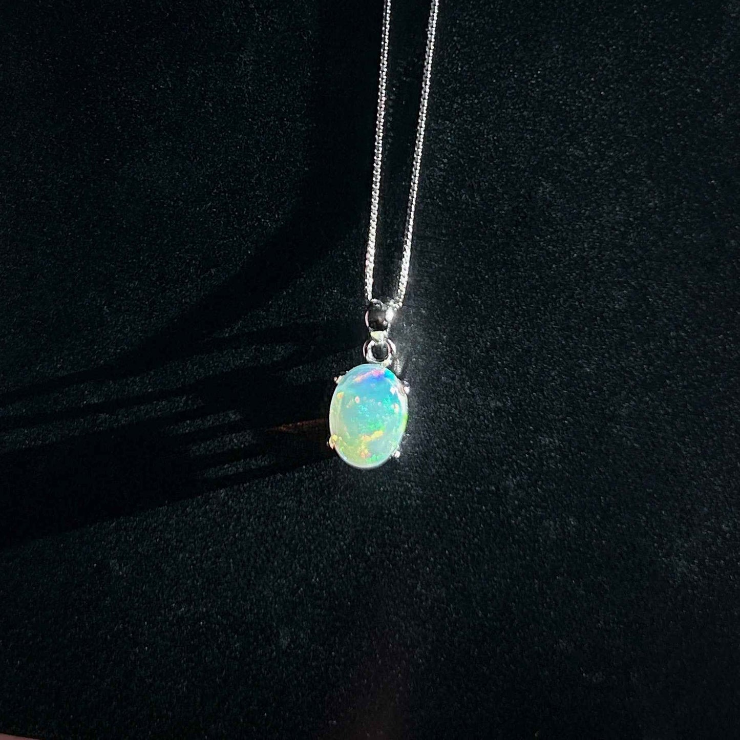 Rare Natural Rainbow Opal 925 Sterling Silver Pendant (chain excluded)