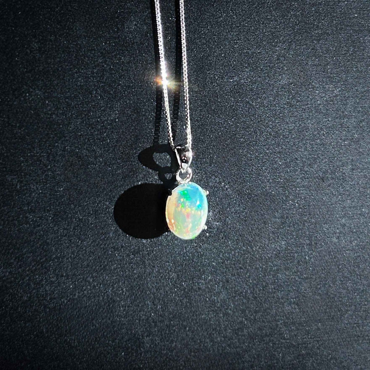 Rare Natural Rainbow Opal 925 Sterling Silver Pendant (chain excluded)