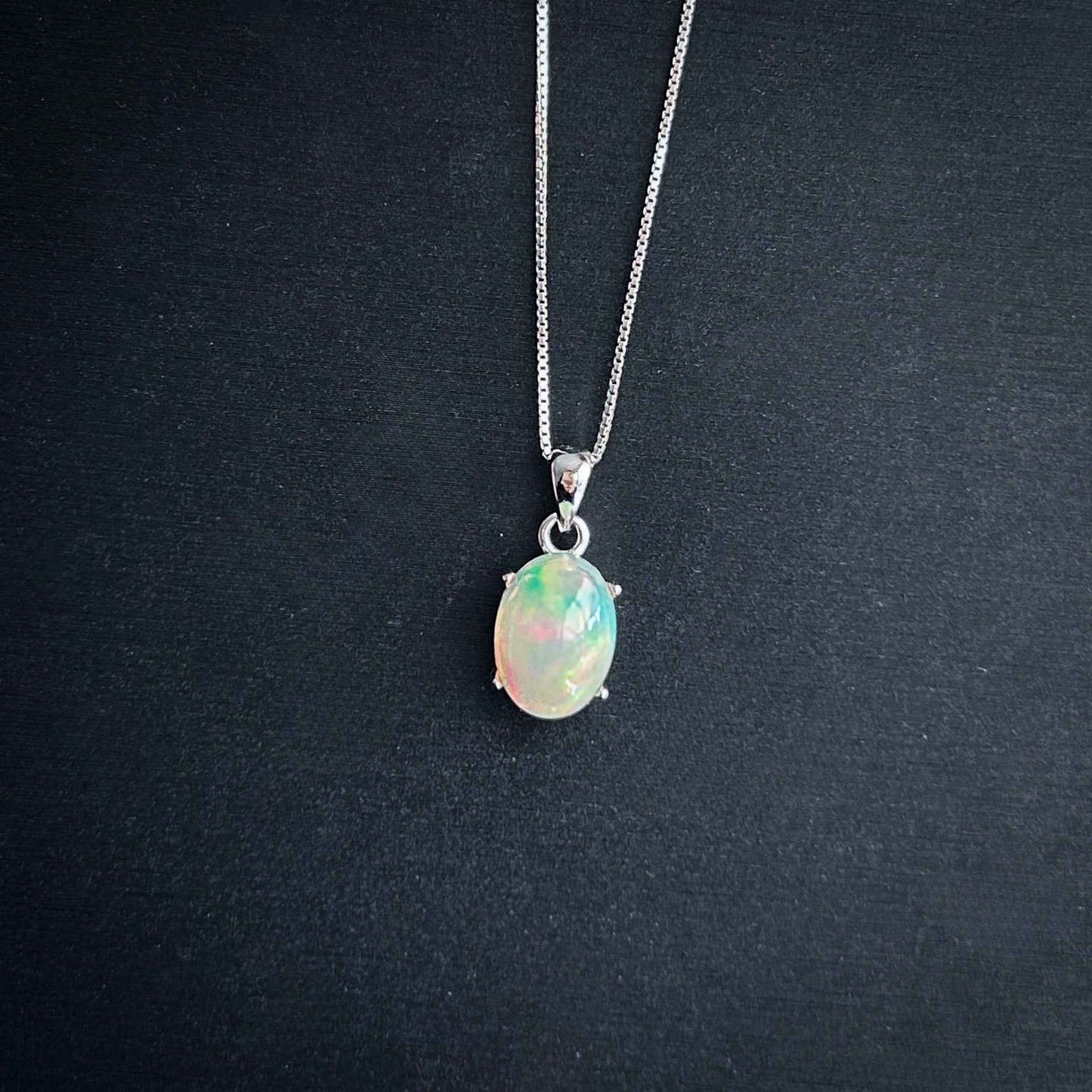 Rare Natural Rainbow Opal 925 Sterling Silver Pendant (chain excluded)