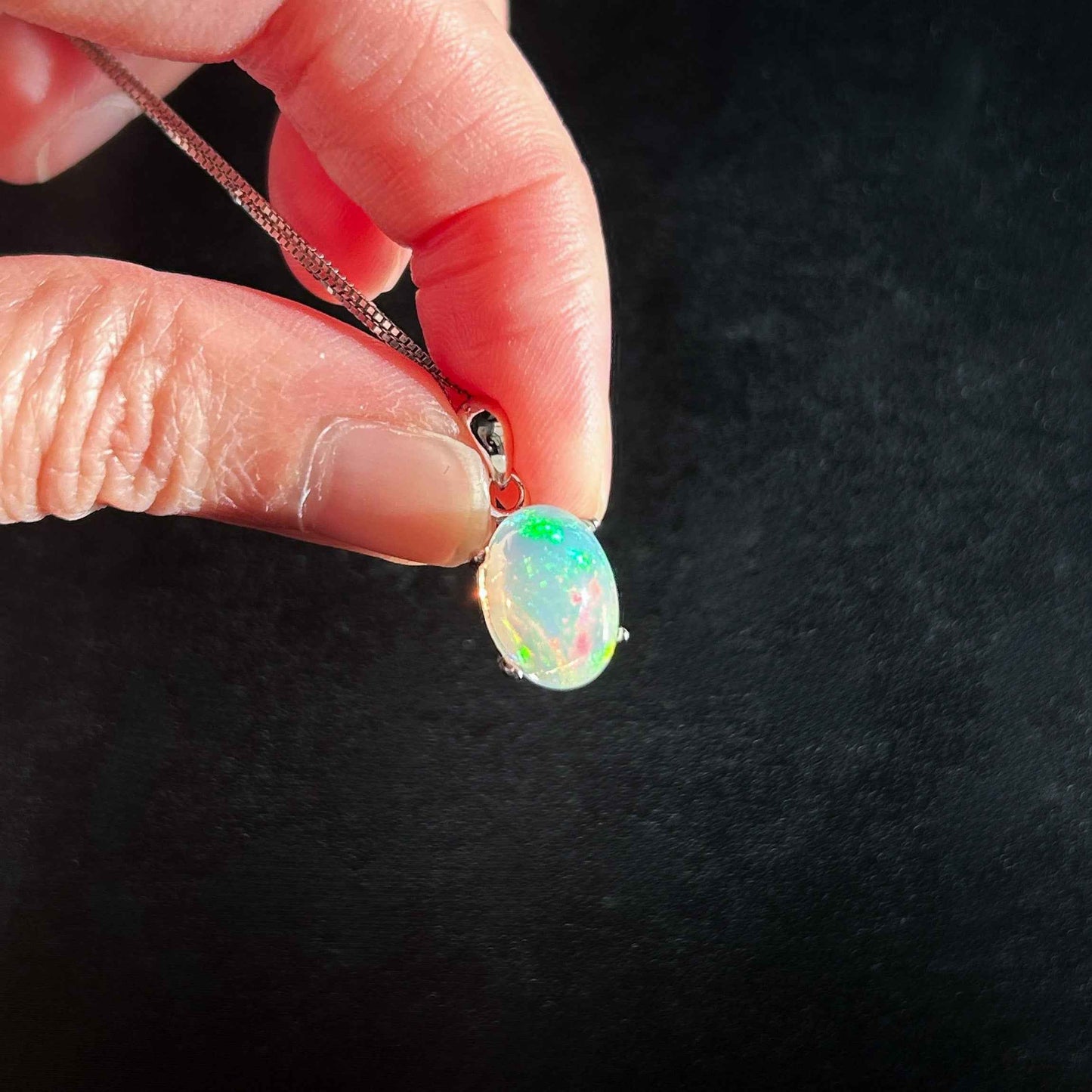 Rare Natural Rainbow Opal 925 Sterling Silver Pendant (chain excluded)