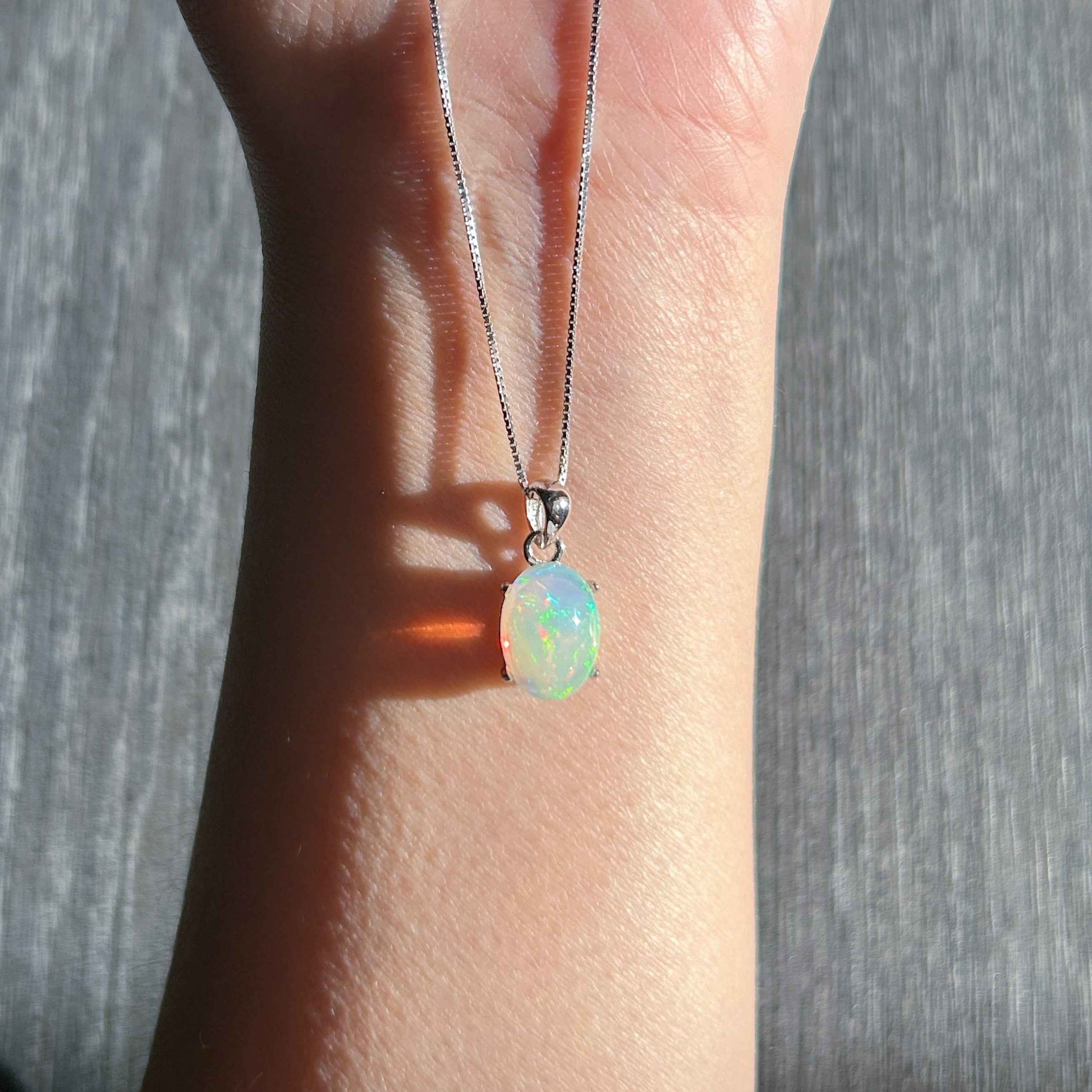 Rare Natural Rainbow Opal 925 Sterling Silver Pendant (chain excluded)