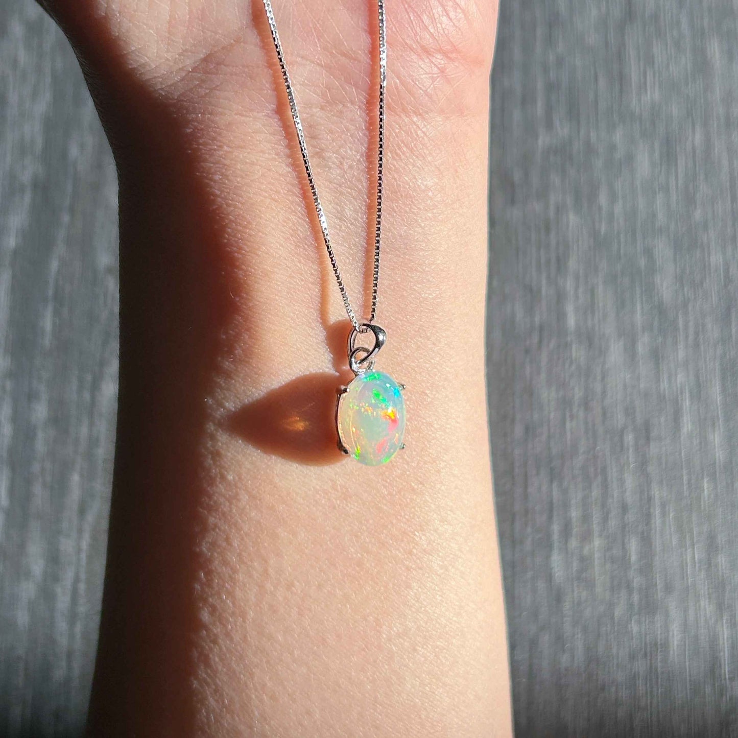 Rare Natural Rainbow Opal 925 Sterling Silver Pendant (chain excluded)