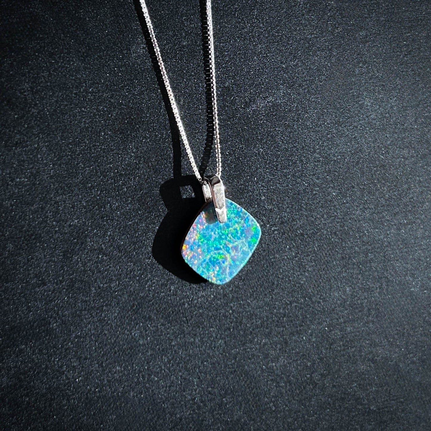 High Quality Australian Rainbow Blue Opal 925 Sterling Silver Pendant