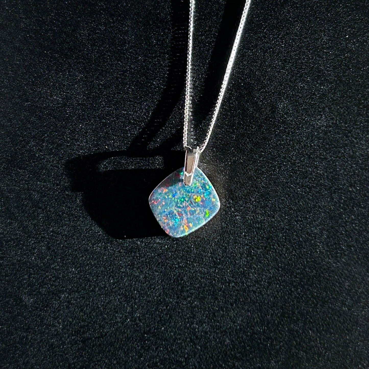 High Quality Australian Rainbow Blue Opal 925 Sterling Silver Pendant
