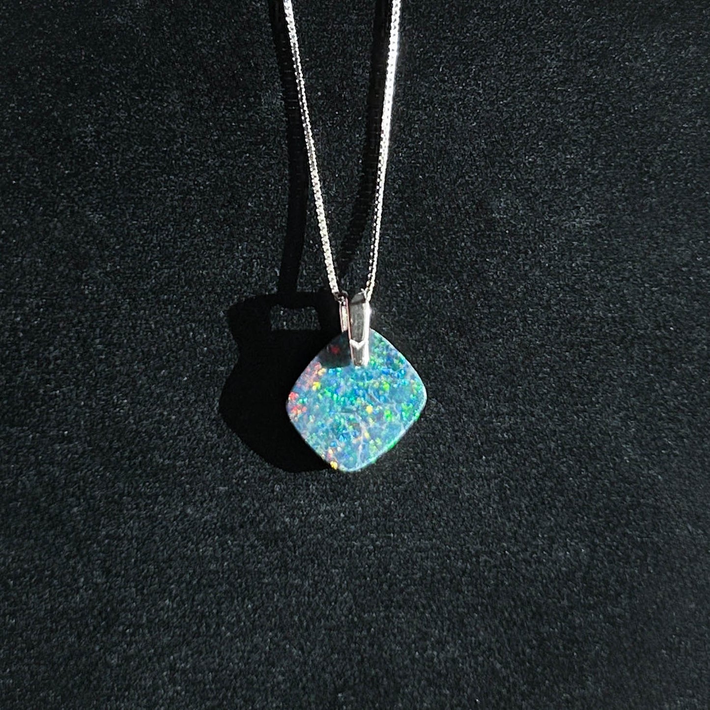 High Quality Australian Rainbow Blue Opal 925 Sterling Silver Pendant